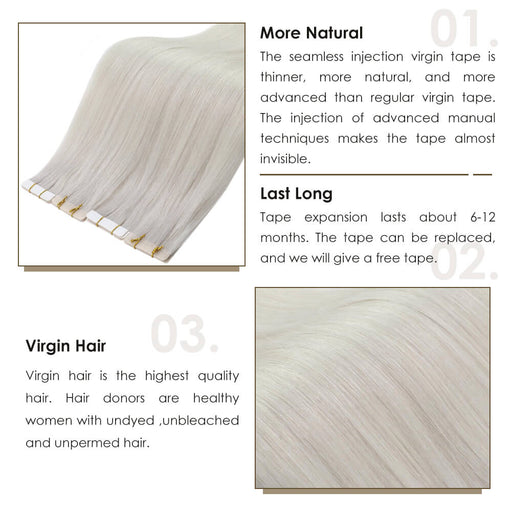 Invisible Seamless Virgin Human Injection Tape in Hair Extensions