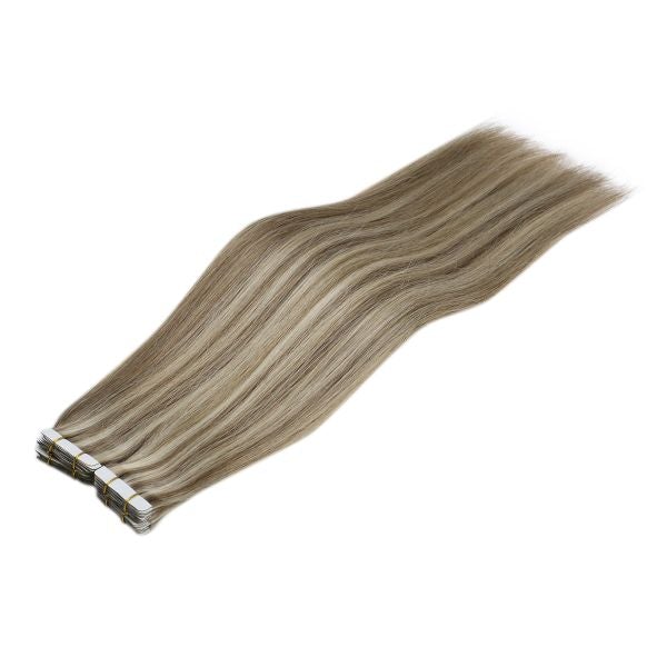highlight tape in human hair ash blonde tape in hair straight blonde tape in hair double side tape in extensions tape in blonde hair extensions
