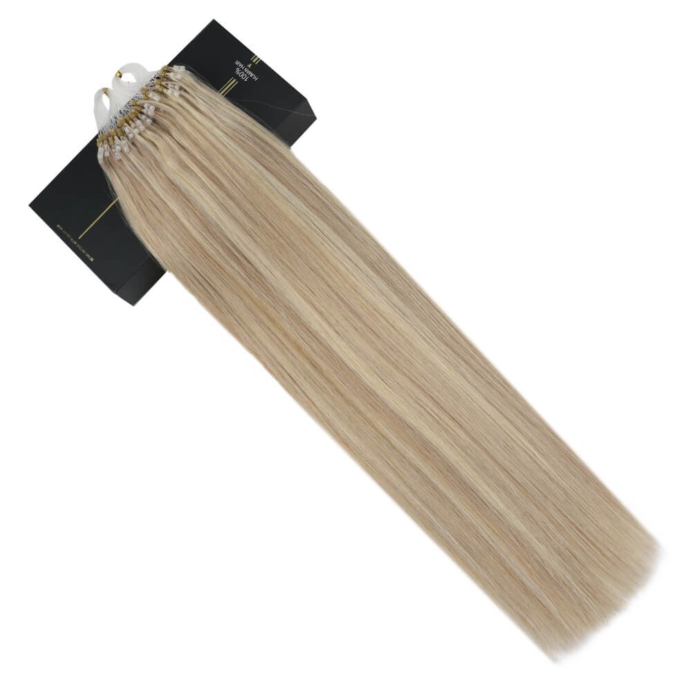 Pre Bonded Micro Ring Blonde Highlights Human Hair Extensions #18/613