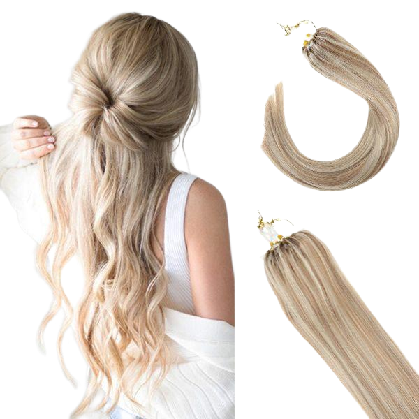 Blonde Highlights 18/613 Micro Ring Beads Remy Human Hair Extensions