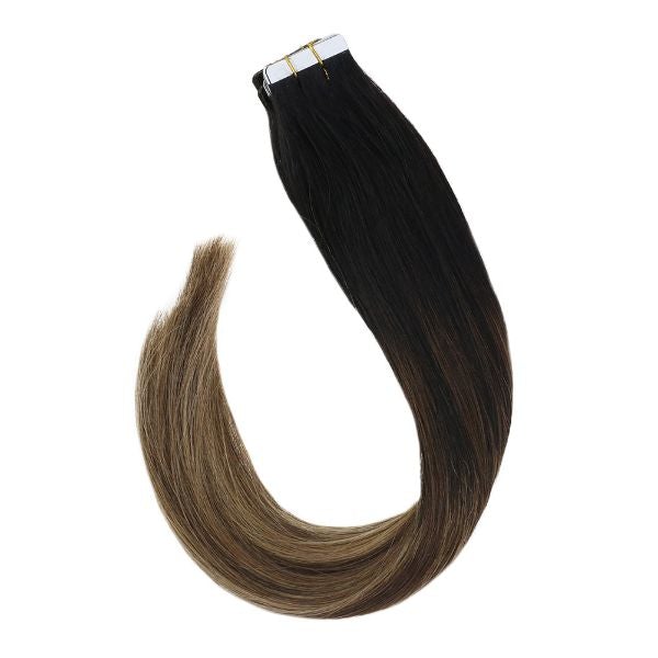 Sunny Remy Tape in Hair Extensions Ombre Blonde Silky Straight Balayage Dark Brown Ombre Platinum Blonde Seamless Tape on Human Hair Extensions Blonde Skin Weft Glue in Human Hair 20 Inch 20pcs/50g