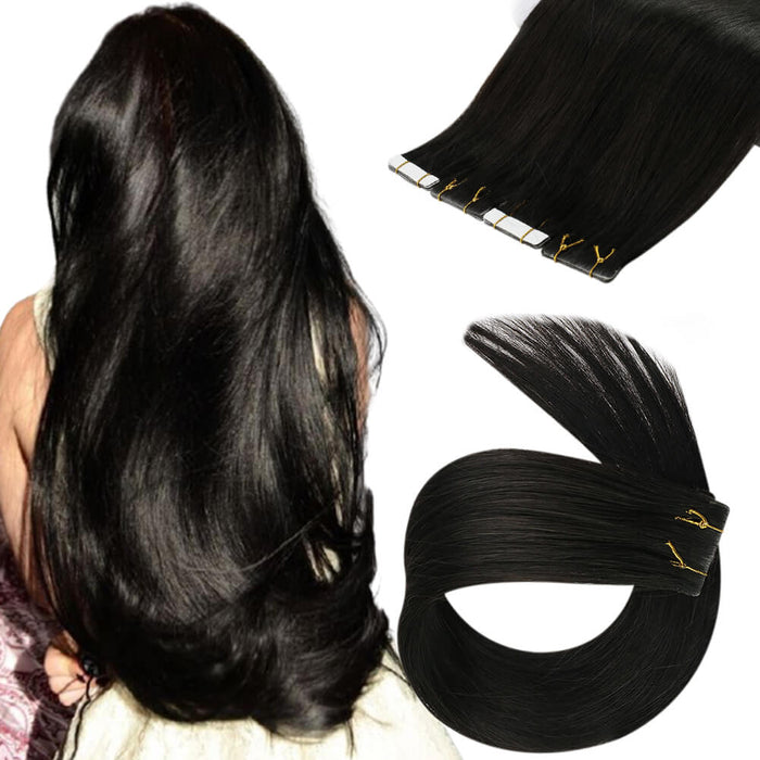 Sunny Hair Off Black #1b Virgin Injection Tape in Hair Extensions