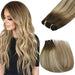weft hair extensions balayage blonde, permanent tape ins hair,  single drawn hair, 100% real human hair, silky smooth hair, hair extensions, fantasy colors, fashion color
