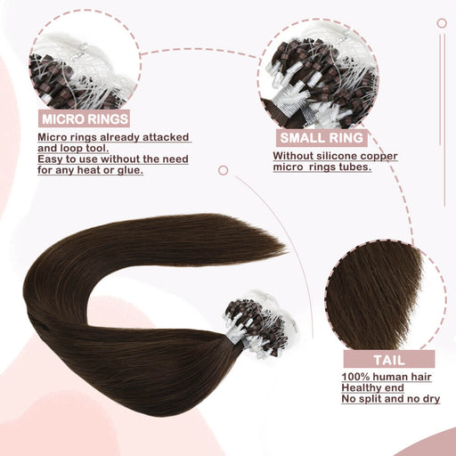 micro loops hair extensions brown