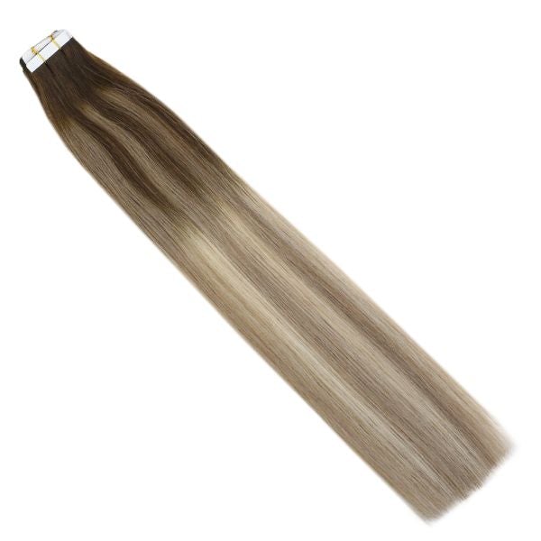 sunny hair tape in hair extensions 16 inch balayage brown and blonde tape ins tape in hair extensions real hair tape in human hair extensions tape in hair extensions real hair human hair extensions tape in balayage hair extensions human hair