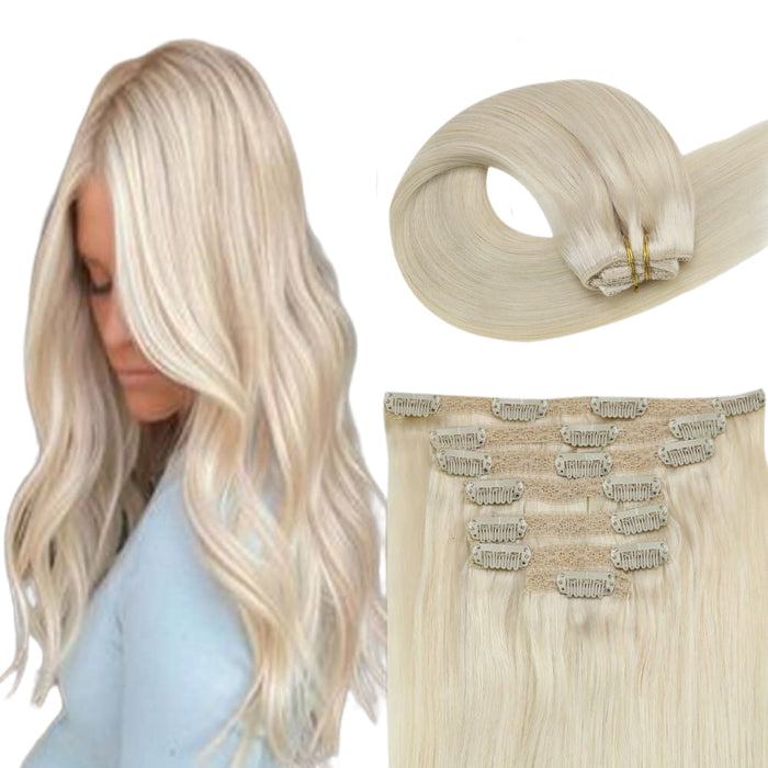 Platinum Blonde Clip in Hair Extensions