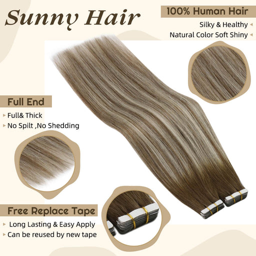 Micro Beaded Weft Hair Extensions Highlights Blonde #18/613 — SunnyHair
