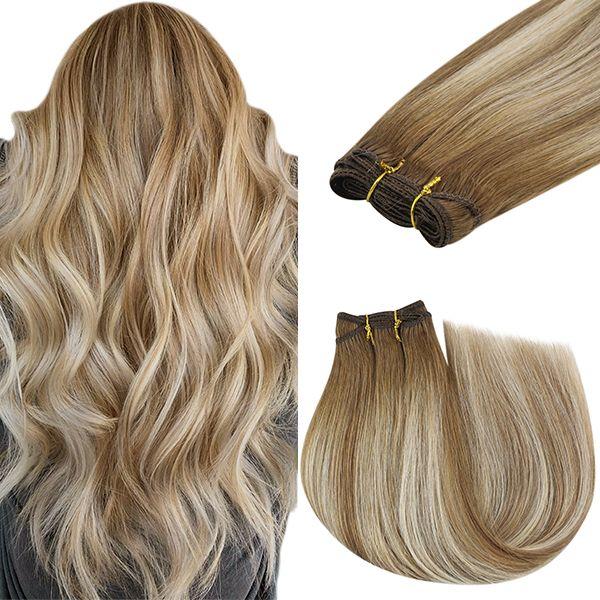 Weft Hair Extensions Sew in Human hair extensions Balayage Color #6/60/6