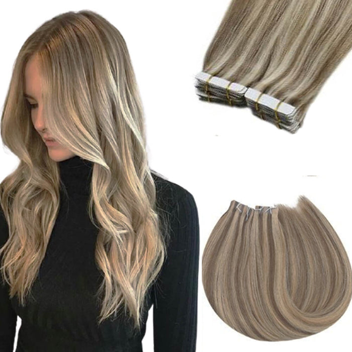 Sunny HAIR highlight tape in human hair ash blonde tape in hair straight blonde tape in hair double side tape in extensions tape in blonde hair extensions