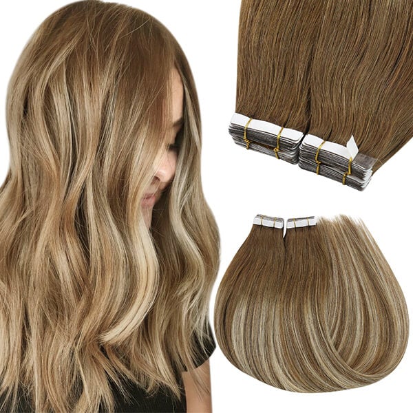 Human hair extensions tape hotsell in blonde