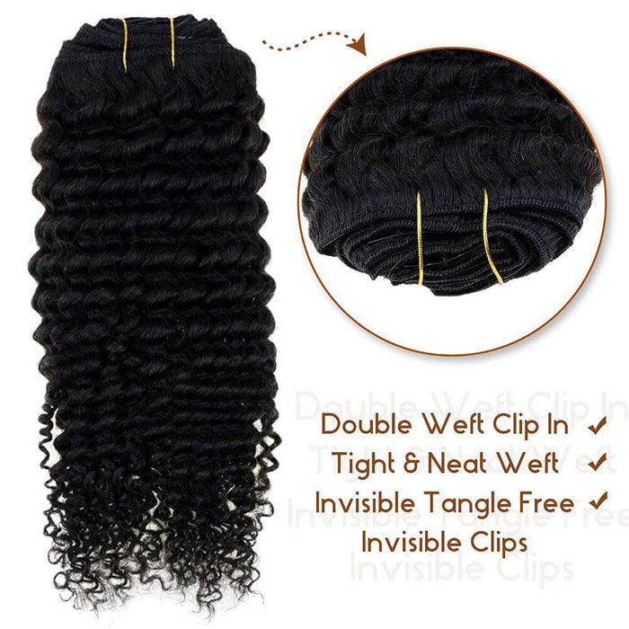 Kinky curly clip in hair remy human hair extensions