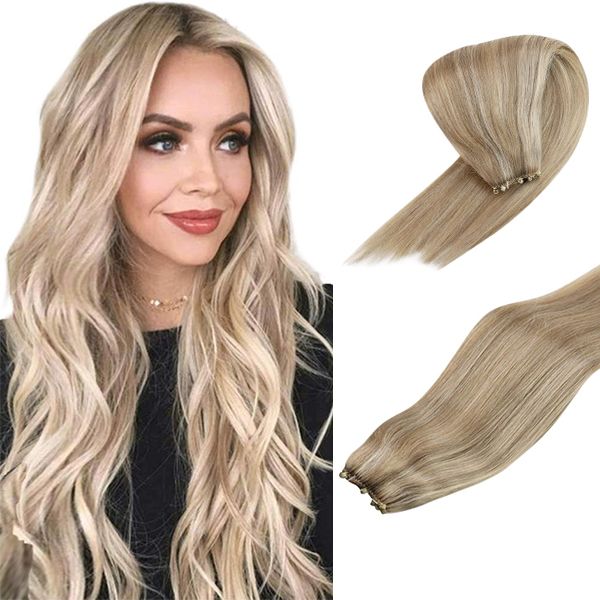 Micro Beaded EZE Weft Hair Extensions Highlights Blonde #16/22 — SunnyHair