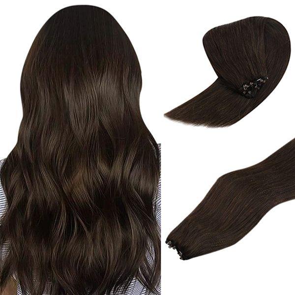 Darkest Brown #2 Micro Beaded Weft Hair Extensions Sew In Remy Hair —  SunnyHair