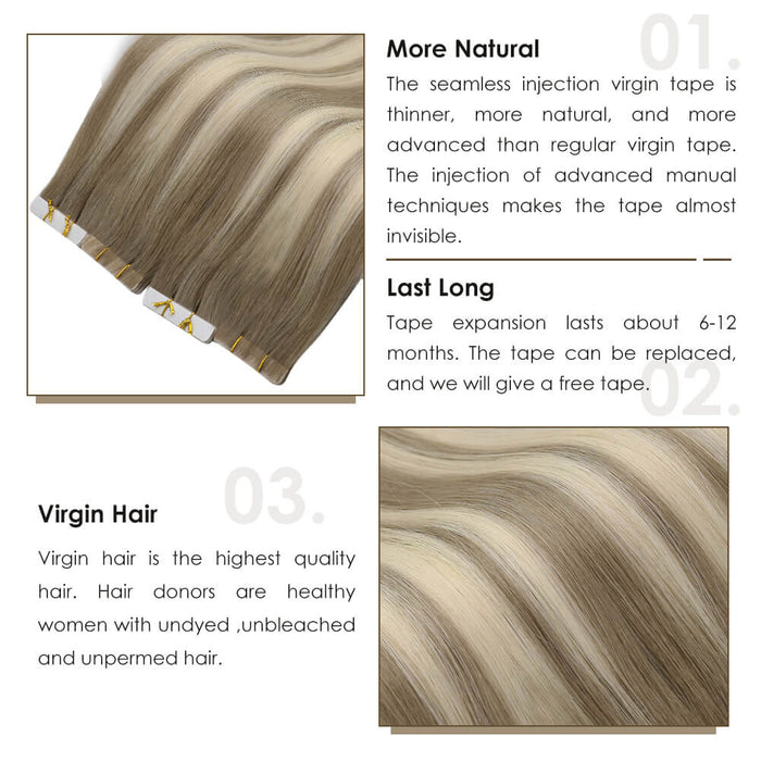 seamless tape in extensions,Best quality human hair full cuticle human hair Injection tape in hair real seamless tape in hair Inject tape ins regular tape in hair lasting one year hair