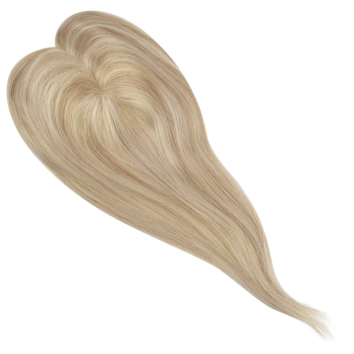ilk hair topper ,best hair topper,magic hair topper clip,real hair topper,cli[ in hair topper,blonde hair 