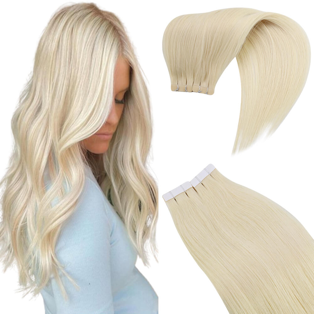 Sunny Hair Platinum Blonde 60 Tape in Virgin Human Hair Extensions